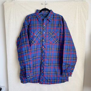 Block Sportswear Flannel Jacket XLT Blue Red Plaid Pockets